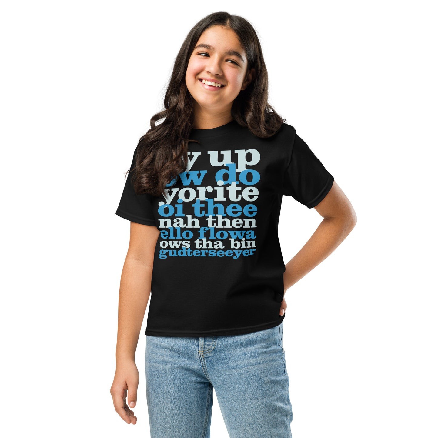 Ey Up Sithee Front and Back Print Kids T-Shirt