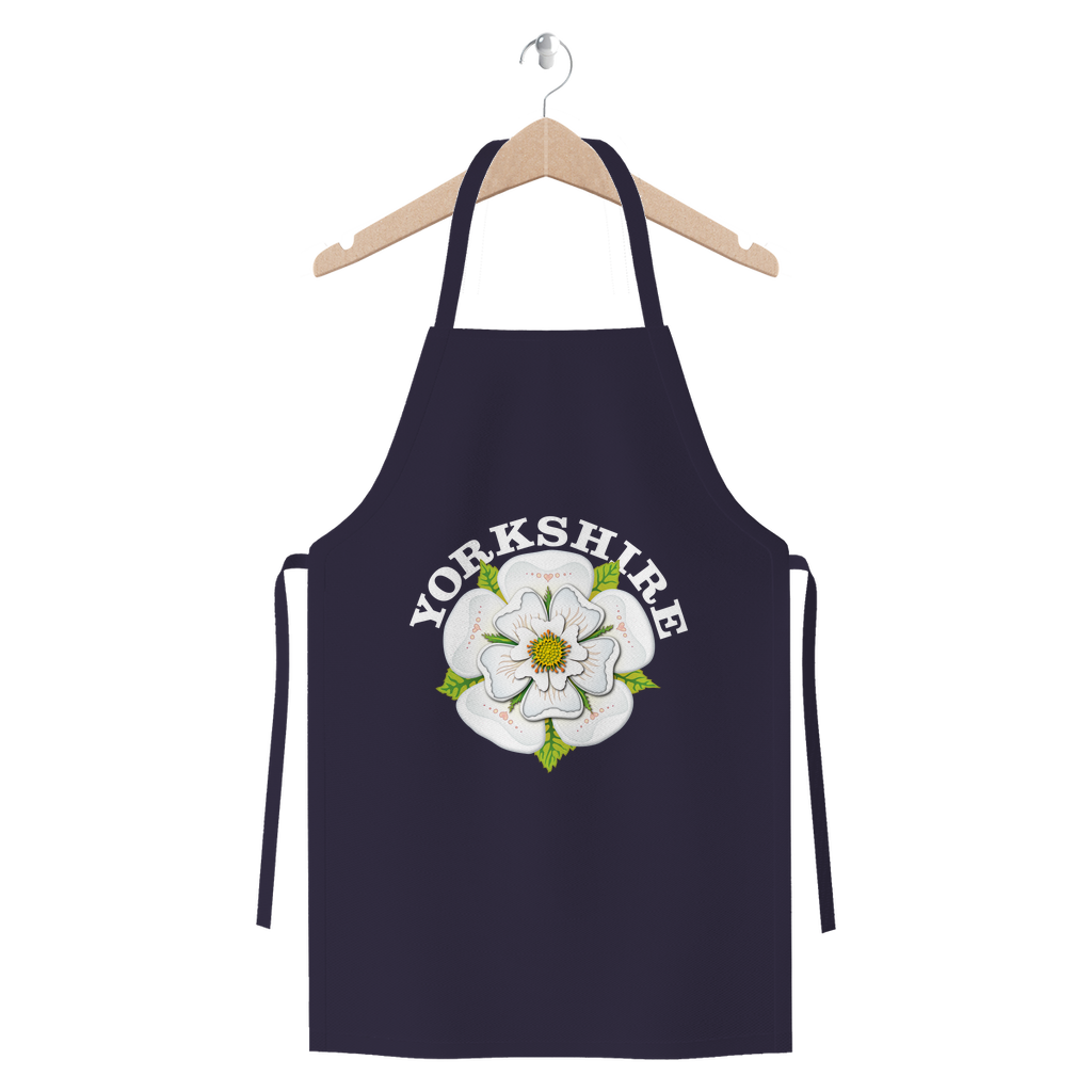 Yorkshire Stuff Cotton Apron with White Rose