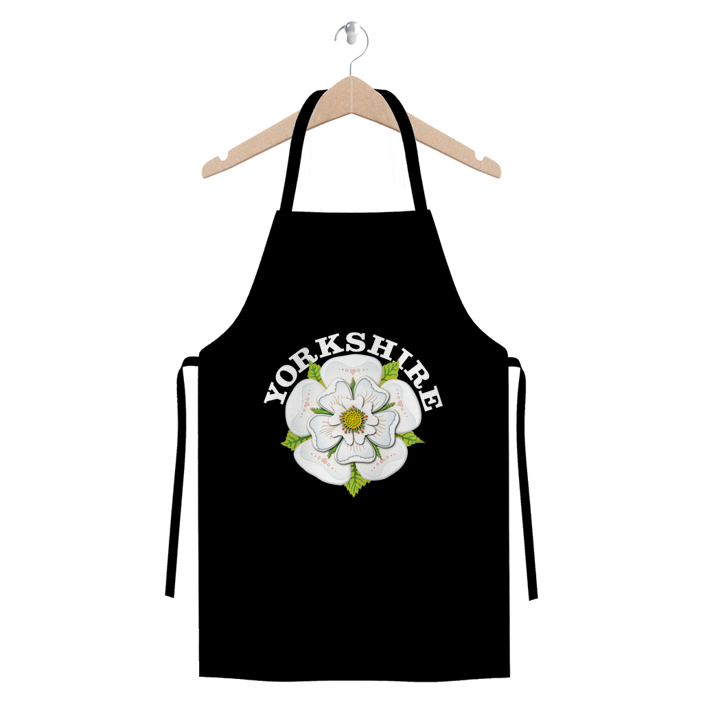 Yorkshire Stuff Cotton Apron with White Rose