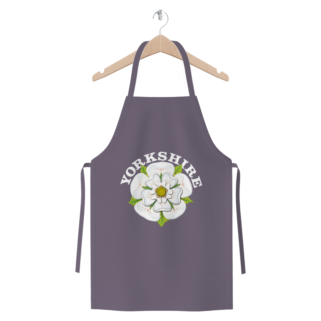 Yorkshire Stuff Cotton Apron with White Rose