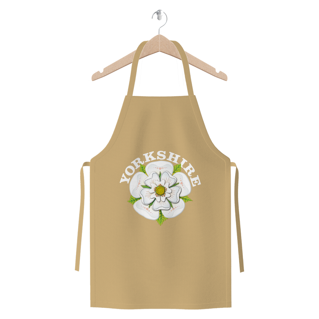 Yorkshire Stuff Cotton Apron with White Rose