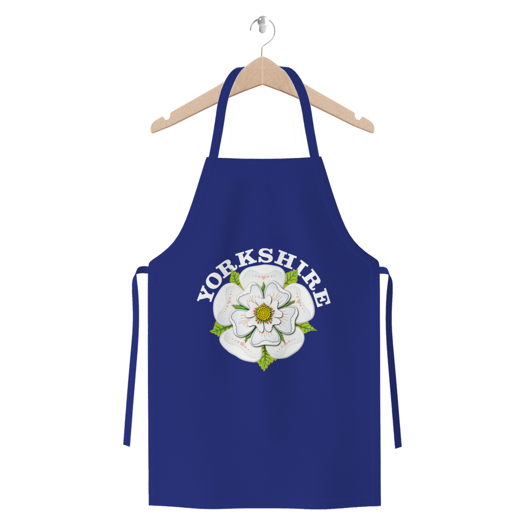 Yorkshire Stuff Cotton Apron with White Rose